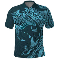 Hawaiian Manta Ray and Polynesian Tribal Tattoo Polo Shirt - Turquoise Color LT03 Turquoise - Polynesian Pride