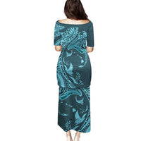 Hawaiian Manta Ray and Polynesian Tribal Tattoo Puletasi Turquoise Color LT03 - Polynesian Pride