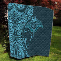 Hawaiian Manta Ray and Polynesian Tribal Tattoo Quilt Turquoise Color LT03