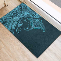 Hawaiian Manta Ray and Polynesian Tribal Tattoo Rubber Doormat Turquoise Color LT03 - Polynesian Pride