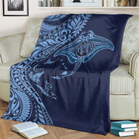 Hawaiian Manta Ray and Polynesian Tribal Tattoo Blanket Dark Navy Color LT03 - Polynesian Pride
