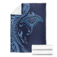 Hawaiian Manta Ray and Polynesian Tribal Tattoo Blanket Dark Navy Color LT03 - Polynesian Pride