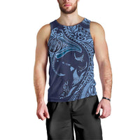 Hawaiian Manta Ray and Polynesian Tribal Tattoo Men Tank Top Dark Navy Color LT03 - Polynesian Pride