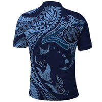 Hawaiian Manta Ray and Polynesian Tribal Tattoo Polo Shirt Dark Navy Color LT03 - Polynesian Pride