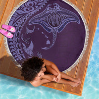 Hawaiian Manta Ray and Polynesian Tribal Tattoo Beach Blanket Purple Color LT03 - Polynesian Pride