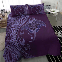 Hawaiian Manta Ray and Polynesian Tribal Tattoo Bedding Set Purple Color LT03 - Polynesian Pride