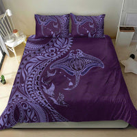 Hawaiian Manta Ray and Polynesian Tribal Tattoo Bedding Set Purple Color LT03 - Polynesian Pride