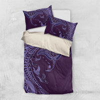Hawaiian Manta Ray and Polynesian Tribal Tattoo Bedding Set Purple Color LT03 US Twin 172cm x 218cm Purple - Polynesian Pride