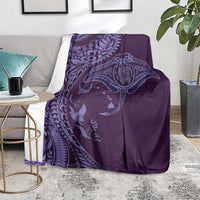 Hawaiian Manta Ray and Polynesian Tribal Tattoo Blanket Purple Color LT03 - Polynesian Pride