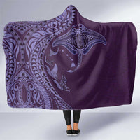 Hawaiian Manta Ray and Polynesian Tribal Tattoo Hooded Blanket Purple Color LT03 One Size Purple - Polynesian Pride