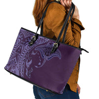 Hawaiian Manta Ray and Polynesian Tribal Tattoo Leather Tote Bag Purple Color LT03 - Polynesian Pride