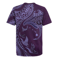 Hawaiian Manta Ray and Polynesian Tribal Tattoo Rugby Jersey Purple Color LT03 - Polynesian Pride