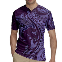 Hawaiian Manta Ray and Polynesian Tribal Tattoo Rugby Jersey Purple Color LT03 - Polynesian Pride