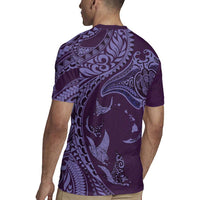 Hawaiian Manta Ray and Polynesian Tribal Tattoo Rugby Jersey Purple Color LT03 - Polynesian Pride
