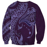 Hawaiian Manta Ray and Polynesian Tribal Tattoo Sweatshirt Purple Color LT03 - Polynesian Pride