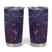 Hawaiian Manta Ray and Polynesian Tribal Tattoo Tumbler Cup Purple Color