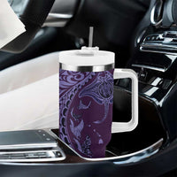 Hawaiian Manta Ray and Polynesian Tribal Tattoo Tumbler With Handle Purple Color