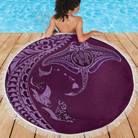 Hawaiian Manta Ray and Polynesian Tribal Tattoo Beach Blanket Pink Color LT03 - Polynesian Pride