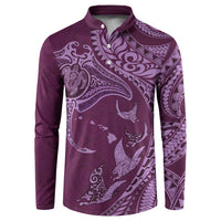 Hawaiian Manta Ray and Polynesian Tribal Tattoo Button Sweatshirt Pink Color LT03 Pink - Polynesian Pride