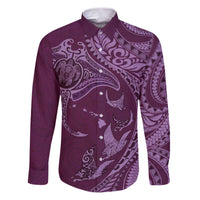 Hawaiian Manta Ray and Polynesian Tribal Tattoo Family Matching Puletasi and Hawaiian Shirt Pink Color LT03