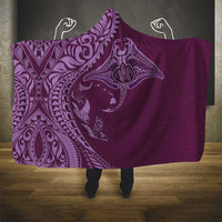 Hawaiian Manta Ray and Polynesian Tribal Tattoo Hooded Blanket Pink Color LT03 - Polynesian Pride