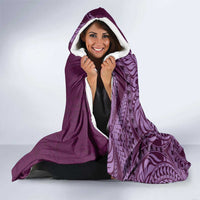 Hawaiian Manta Ray and Polynesian Tribal Tattoo Hooded Blanket Pink Color LT03 - Polynesian Pride