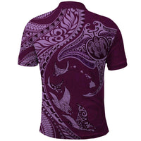 Hawaiian Manta Ray and Polynesian Tribal Tattoo Polo Shirt Pink Color LT03 - Polynesian Pride
