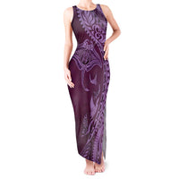 Hawaiian Manta Ray and Polynesian Tribal Tattoo Tank Maxi Dress Pink Color LT03