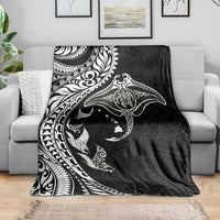 Hawaiian Manta Ray and Polynesian Tribal Tattoo Blanket Black Color LT03 - Polynesian Pride
