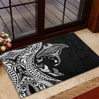 Hawaiian Manta Ray and Polynesian Tribal Tattoo Rubber Doormat Black Color LT03 - Polynesian Pride