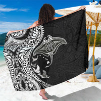 Hawaiian Manta Ray and Polynesian Tribal Tattoo Sarong Black Color LT03