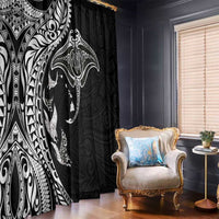 Hawaiian Manta Ray and Polynesian Tribal Tattoo Window Curtain Black Color LT03 - Polynesian Pride