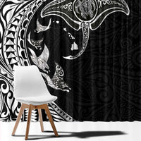 Hawaiian Manta Ray and Polynesian Tribal Tattoo Window Curtain Black Color LT03 - Polynesian Pride