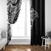 Hawaiian Manta Ray and Polynesian Tribal Tattoo Window Curtain Black Color LT03 - Polynesian Pride