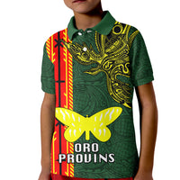 Papua New Guinea Oro Province Kid Polo Shirt PNG Birds Of Paradise Polynesian Arty Style LT03 Kid Green - Polynesian Pride