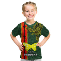 Papua New Guinea Oro Province Kid T Shirt PNG Birds Of Paradise Polynesian Arty Style LT03 Green - Polynesian Pride