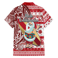 Hawaii Mele Kalikimaka Family Matching Tank Maxi Dress and Hawaiian Shirt Santa Claus Surfing with Hawaiian Pattern Striped Red Style LT03 - Polynesian Pride
