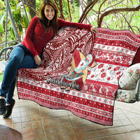 Hawaii Mele Kalikimaka Quilt Santa Claus Surfing with Hawaiian Pattern Striped Red Style LT03 - Polynesian Pride