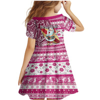 Custom Hawaii Mele Kalikimaka Family Matching Mermaid Dress and Hawaiian Shirt Santa Claus Surfing with Hawaiian Pattern Striped Pink Style LT03 - Polynesian Pride