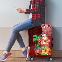 Hawaii Mele Kalikimaka Luggage Cover Santa Claus and Hula Girl Tropical Folwer with Hawaiian Pattern LT03 - Polynesian Pride