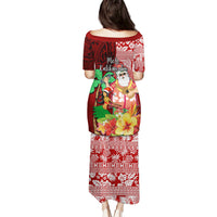 Hawaii Mele Kalikimaka Puletasi Santa Claus and Hula Girl Tropical Folwer with Hawaiian Pattern LT03 - Polynesian Pride