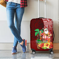 Custom Hawaii Mele Kalikimaka Luggage Cover Santa Claus and Hula Girl Tropical Folwer with Hawaiian Pattern LT03 - Polynesian Pride