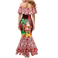 Custom Hawaii Mele Kalikimaka Mermaid Dress Santa Claus and Hula Girl Tropical Folwer with Hawaiian Pattern LT03 - Polynesian Pride
