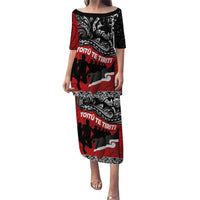 Aotearoa Toitu Te Tiriti Puletasi Honoring Te Tiriti o Waitangi Maori Haka LT03 Long Dress Red - Polynesian Pride