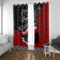 Aotearoa Toitu Te Tiriti Window Curtain Honoring Te Tiriti o Waitangi Maori Haka LT03 With Grommets Red - Polynesian Pride