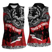 Aotearoa Toitu Te Tiriti Women Sleeveless Polo Shirt Honoring Te Tiriti o Waitangi Maori Haka