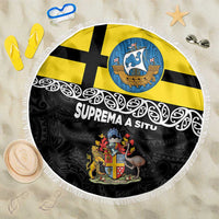 New Zealand Wellington Beach Blanket The Capital's Emblems Flag and Koru Art LT03 One Size 150cm Black - Polynesian Pride