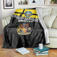 New Zealand Wellington Blanket The Capital's Emblems Flag and Koru Art LT03 Black - Polynesian Pride