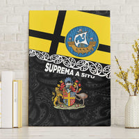 New Zealand Wellington Canvas Wall Art The Capital's Emblems Flag and Koru Art LT03 Without Frame Black - Polynesian Pride