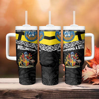 New Zealand Wellington Tumbler With Handle The Capital's Emblems - Flag and Koru Art LT03 - Polynesian Pride